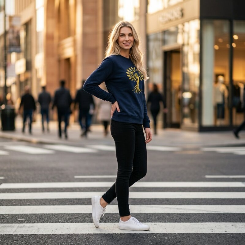 NATURFEH Fan-Sweater navy
